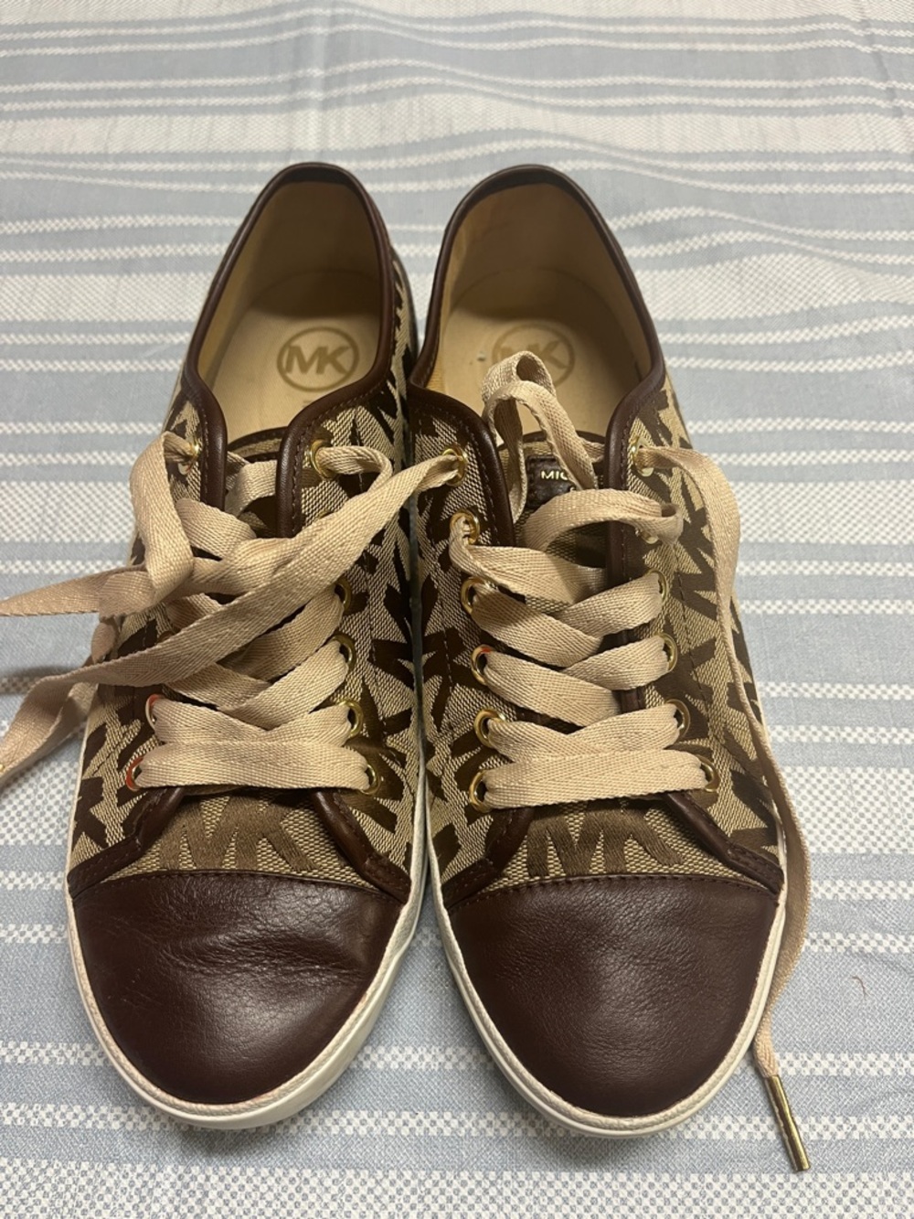Michael Kors Brown and Beige Logo Low-Top Sneakers